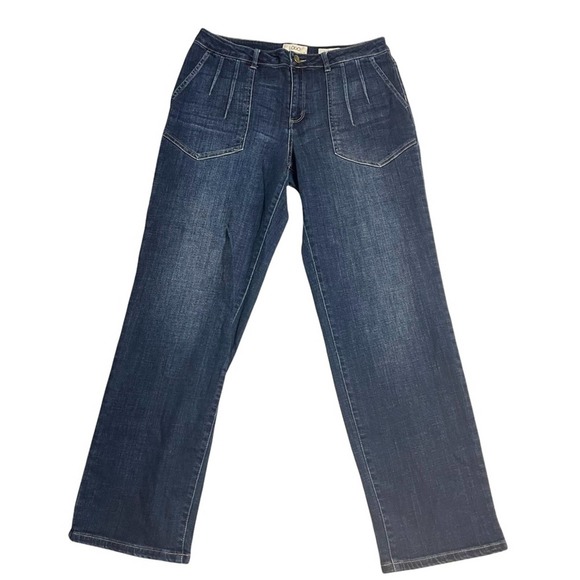 LOGO by Lori Goldstein Boyfriend Jean with Stylized Pockets Med Wash Reg 10 - Picture 5 of 7